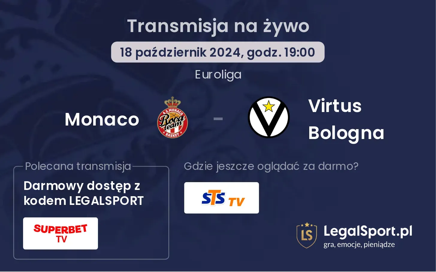 Monaco - Virtus Bologna transmisja na żywo