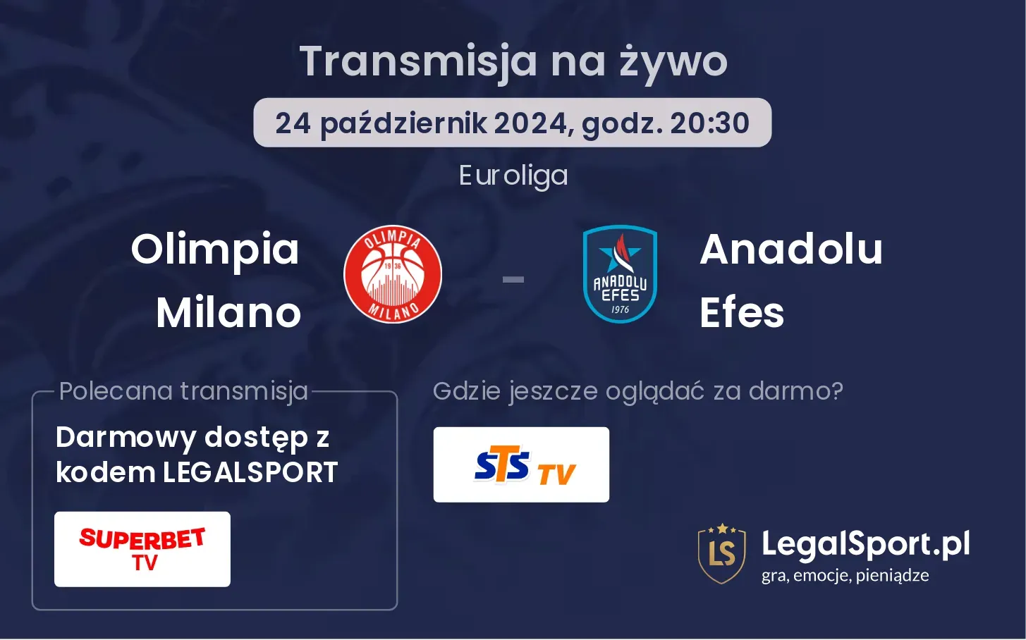 Olimpia Milano - Anadolu Efes transmisja na żywo