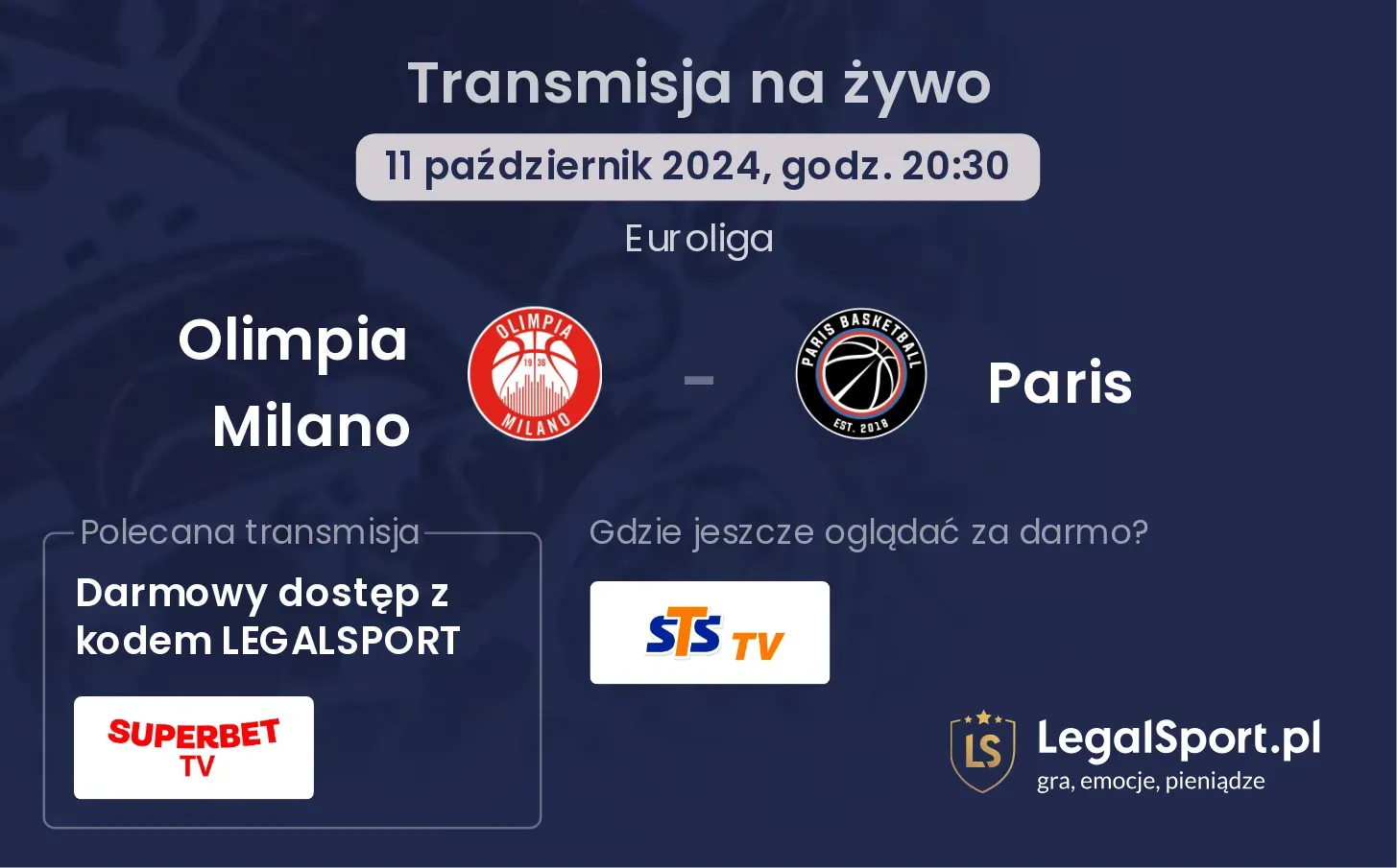 Olimpia Milano - Paris transmisja na żywo