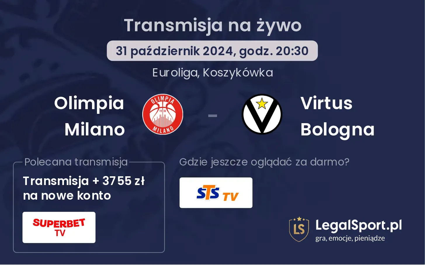 Olimpia Milano - Virtus Bologna transmisja na żywo