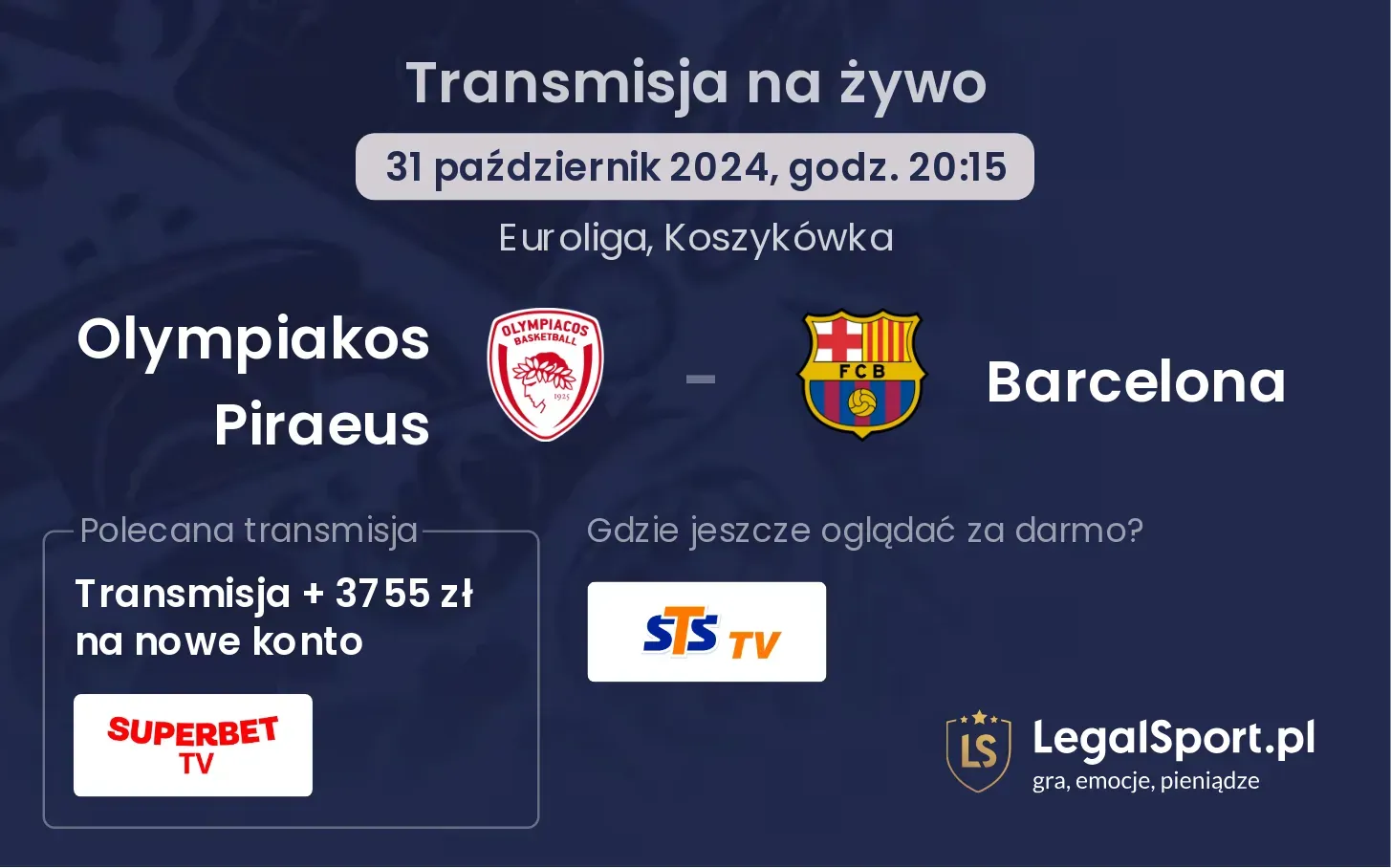 Olympiakos Piraeus - Barcelona transmisja na żywo