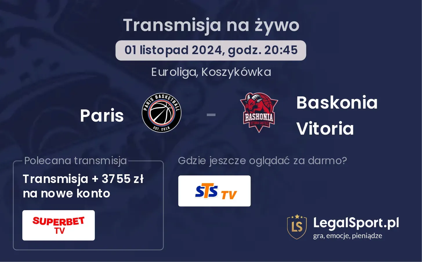 Paris - Baskonia Vitoria transmisja na żywo