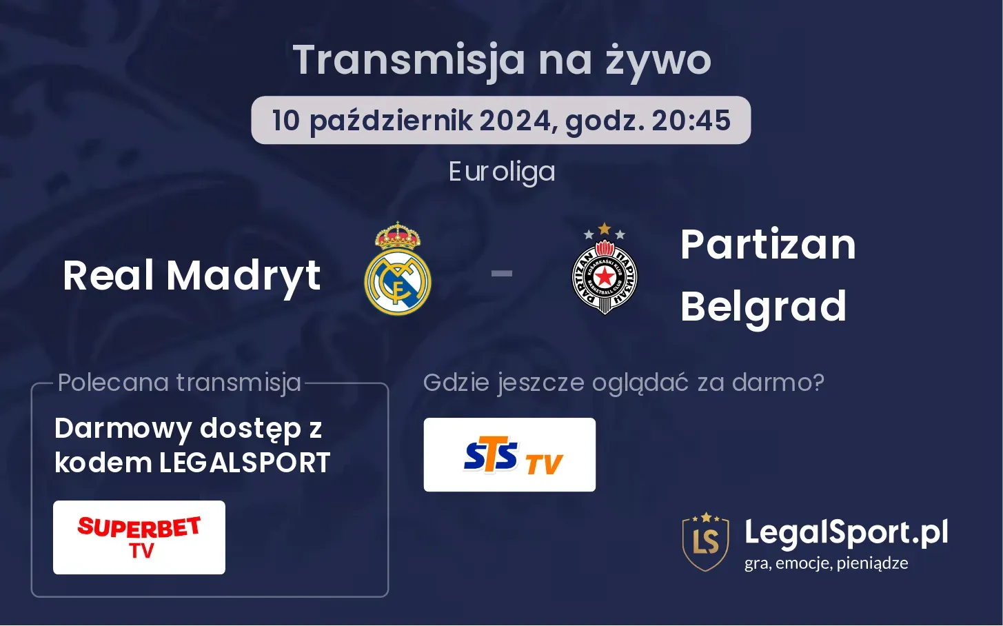 Real Madryt - Partizan Belgrad transmisja na żywo