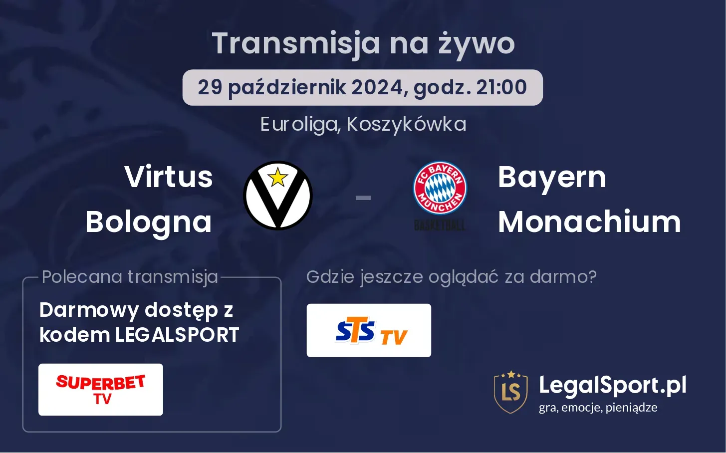 Virtus Bologna - Bayern Monachium transmisja na żywo