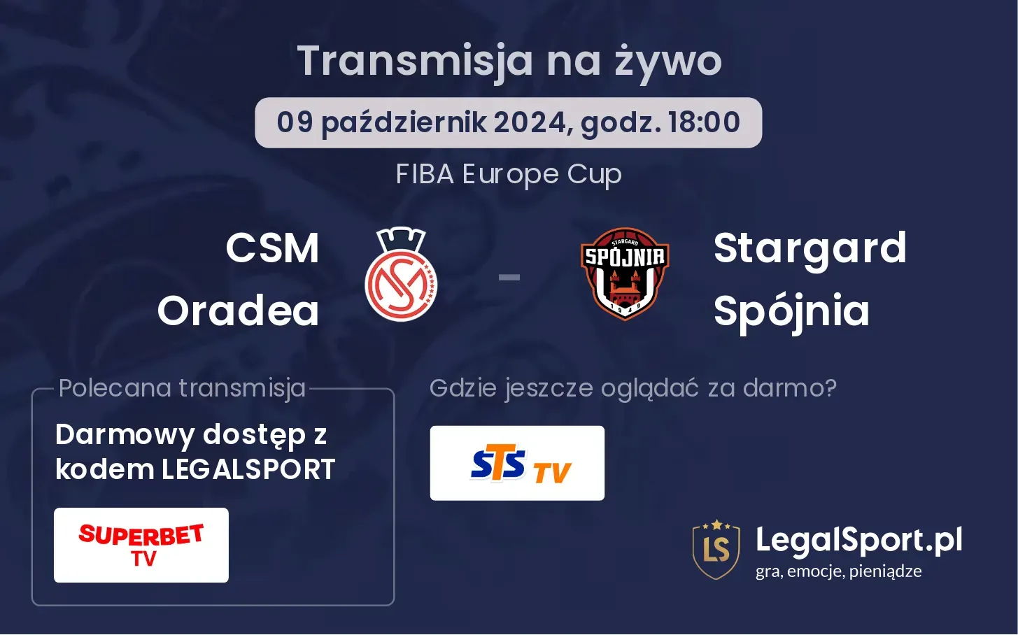 CSM Oradea - Stargard Spójnia transmisja na żywo