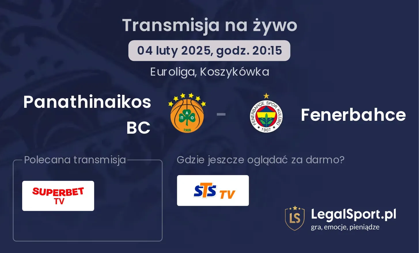 Panathinaikos BC - Fenerbahce gdzie oglądać?