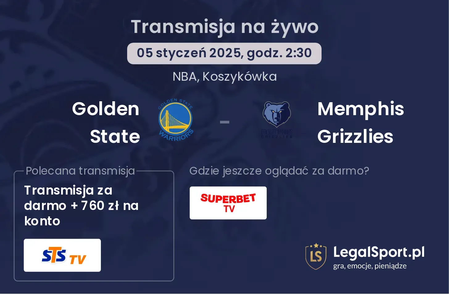 Memphis Grizzlies - Golden State gdzie oglądać transmisję?