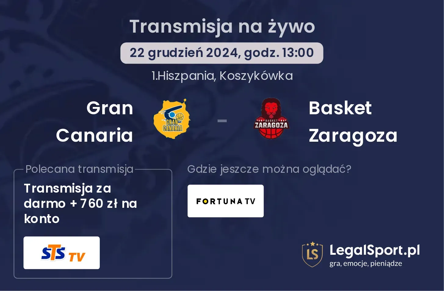 Gran Canaria - Basket Zaragoza gdzie oglądać transmisję?