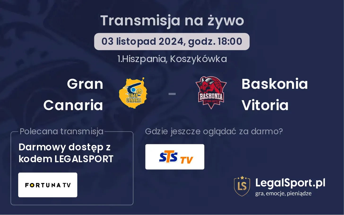 Gran Canaria - Baskonia Vitoria transmisja na żywo