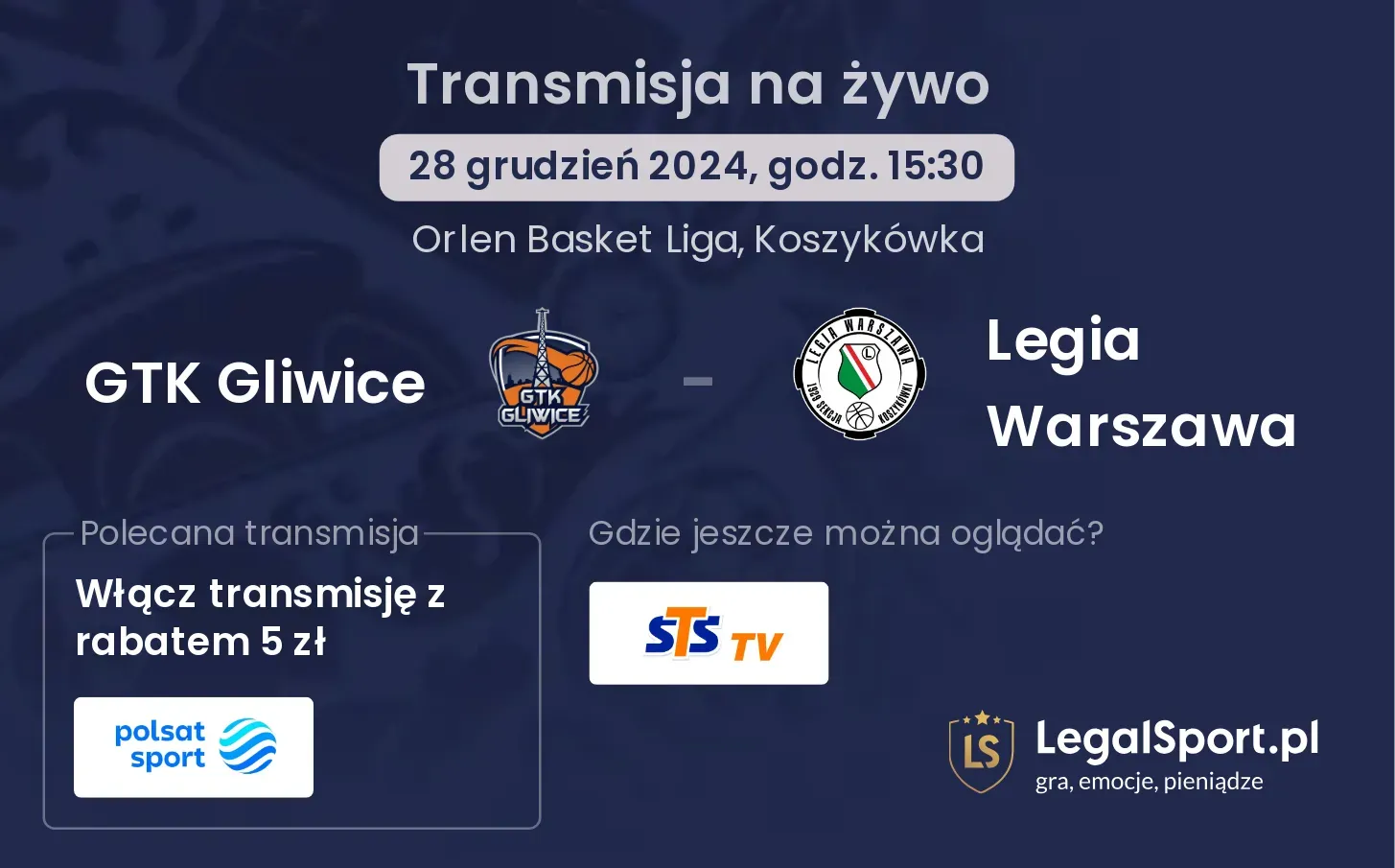 GTK Gliwice - Legia Warszawa gdzie oglądać?