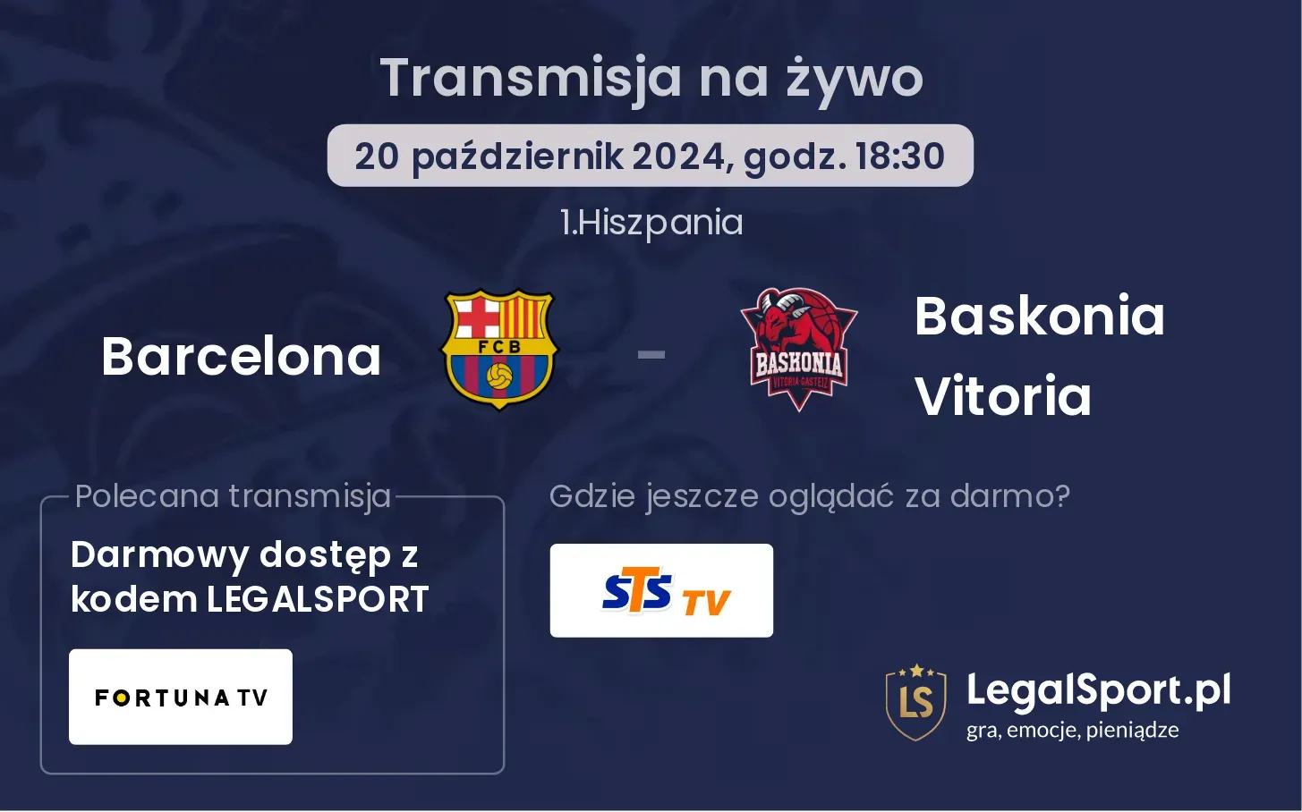 Barcelona - Baskonia Vitoria transmisja na żywo