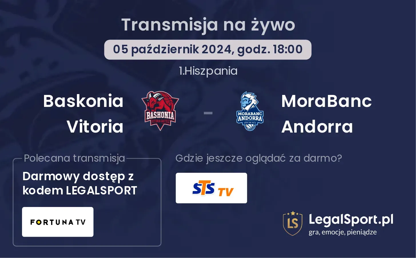 Baskonia Vitoria - MoraBanc Andorra transmisja na żywo