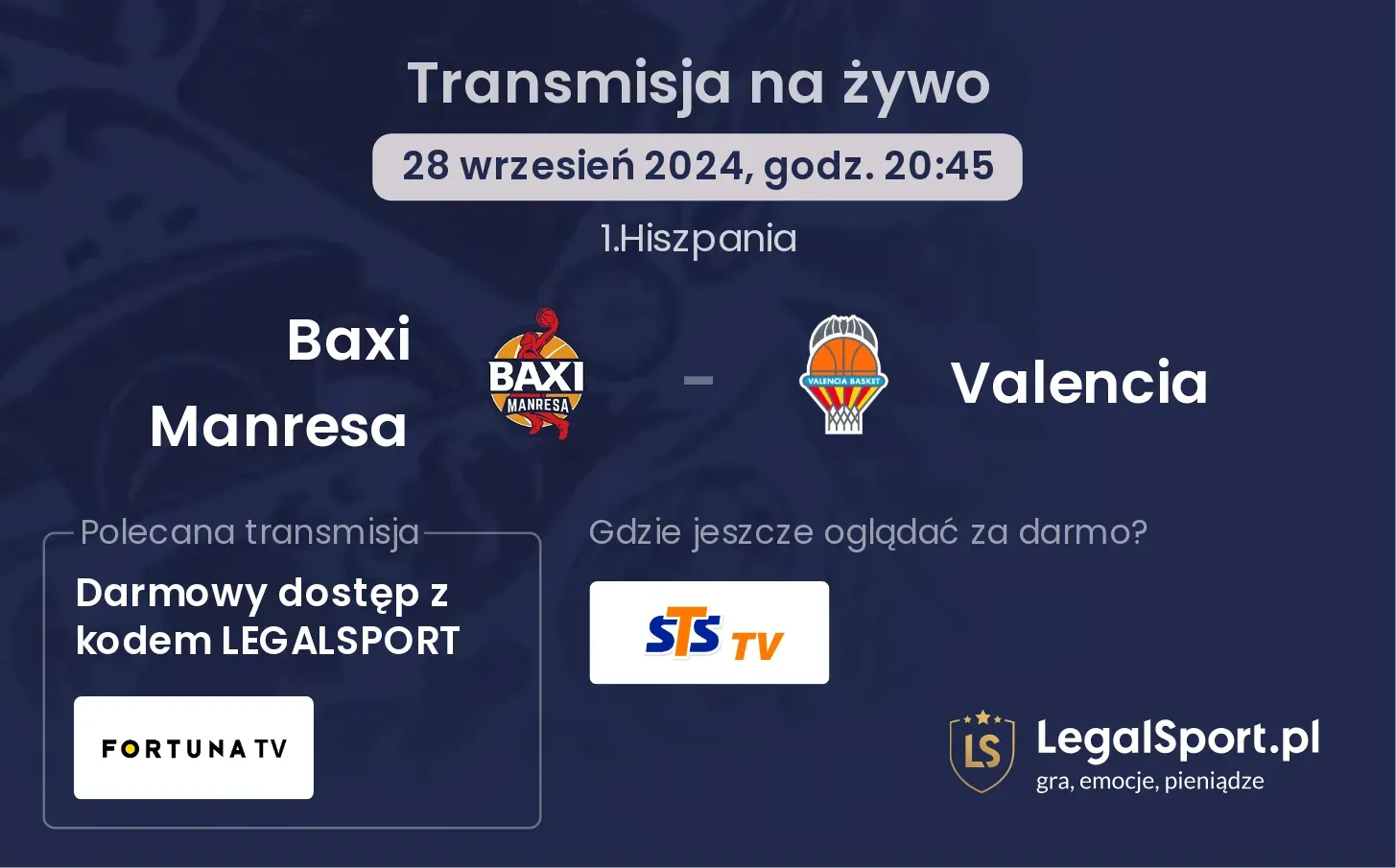 Baxi Manresa - Valencia transmisja na żywo