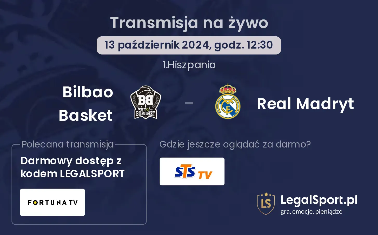 Bilbao Basket - Real Madryt transmisja na żywo