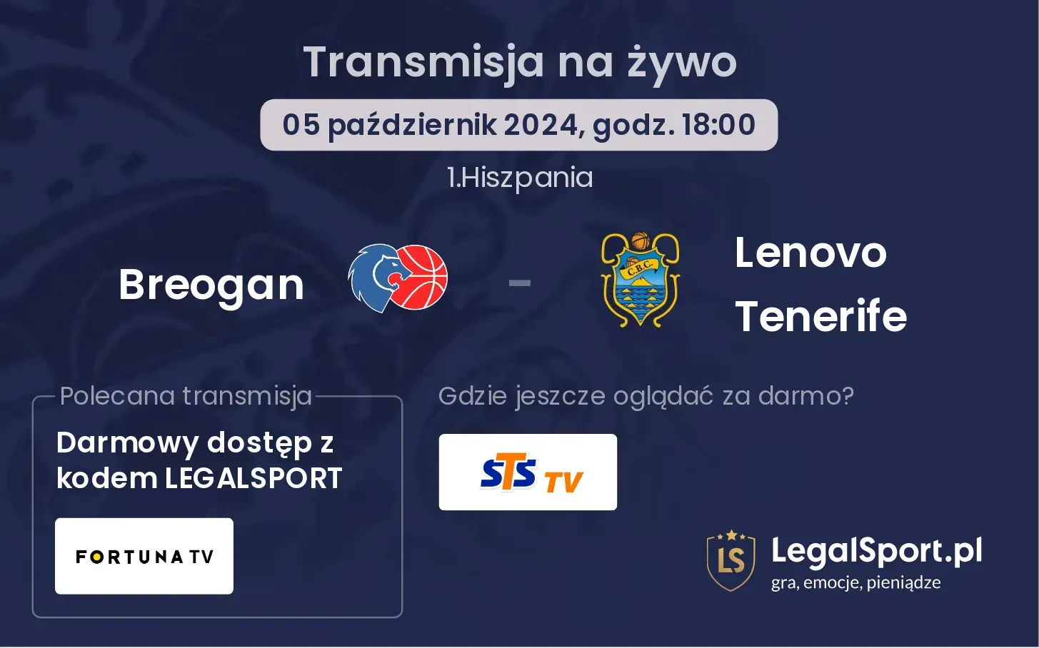 Breogan - Lenovo Tenerife transmisja na żywo