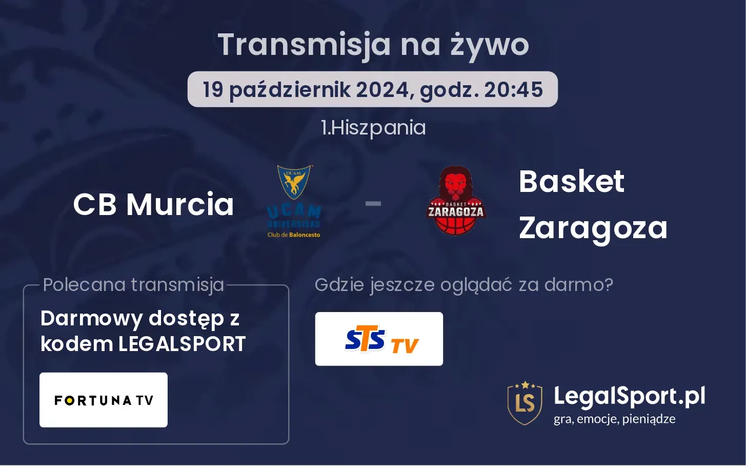 CB Murcia - Basket Zaragoza transmisja na żywo