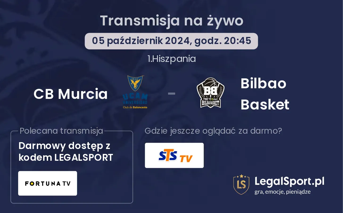 CB Murcia - Bilbao Basket transmisja na żywo