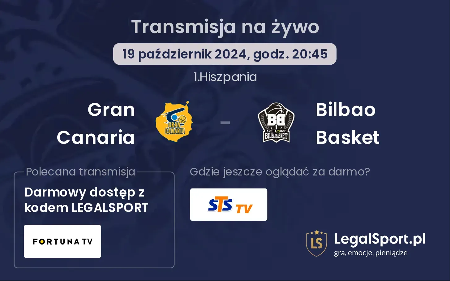 Gran Canaria - Bilbao Basket transmisja na żywo