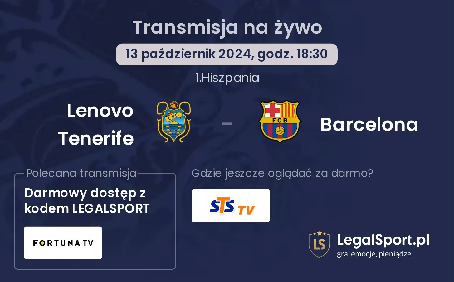 Lenovo Tenerife - Barcelona transmisja na żywo