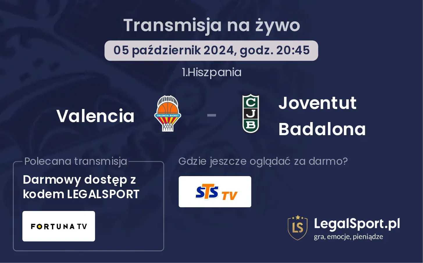 Valencia - Joventut Badalona transmisja na żywo