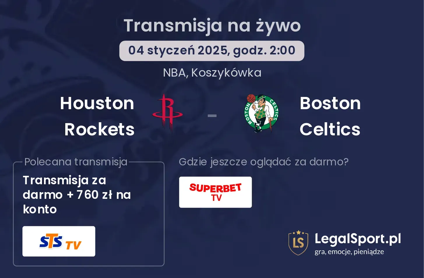 Houston Rockets - Boston Celtics transmisja na żywo