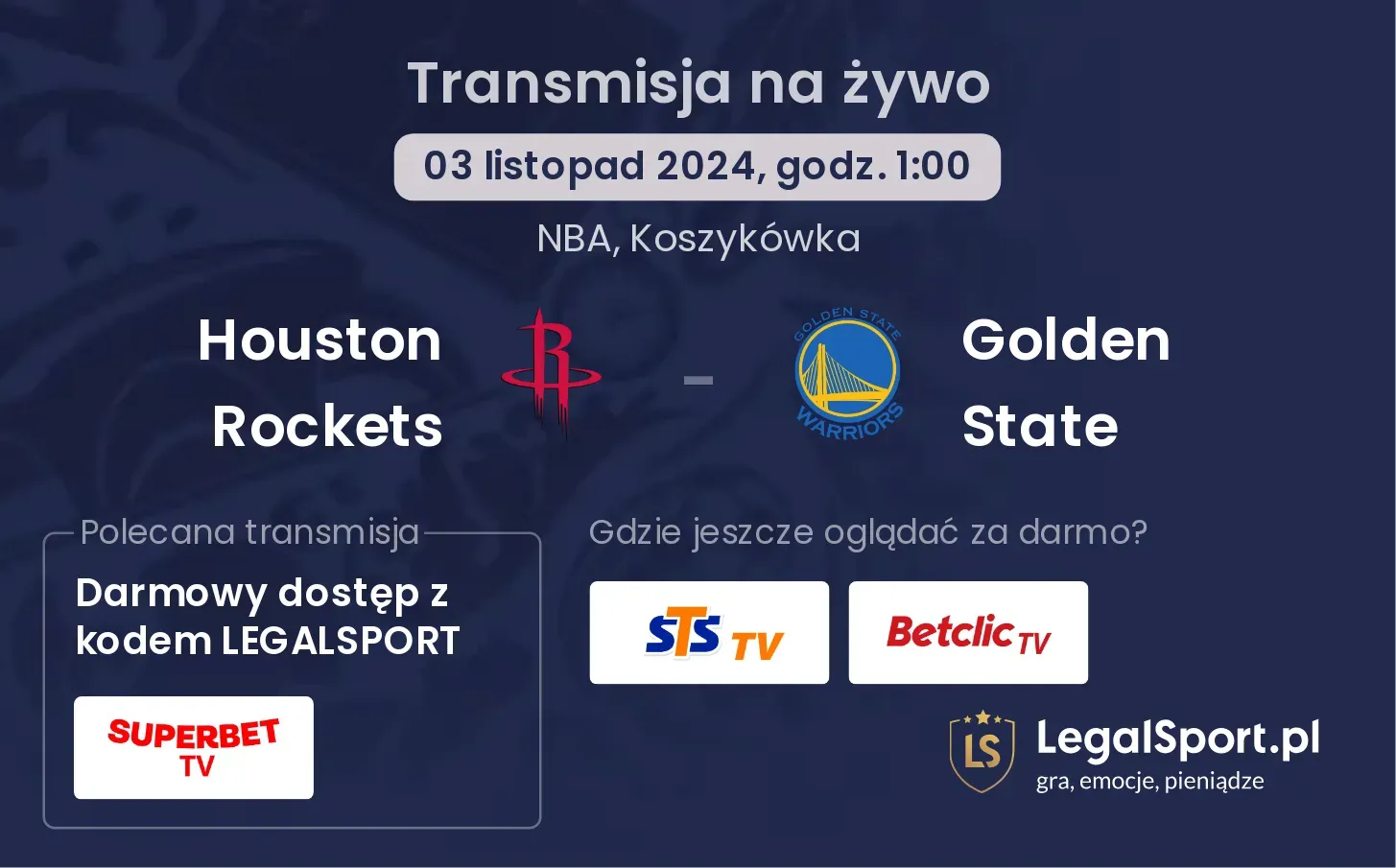 Houston Rockets - Golden State transmisja na żywo