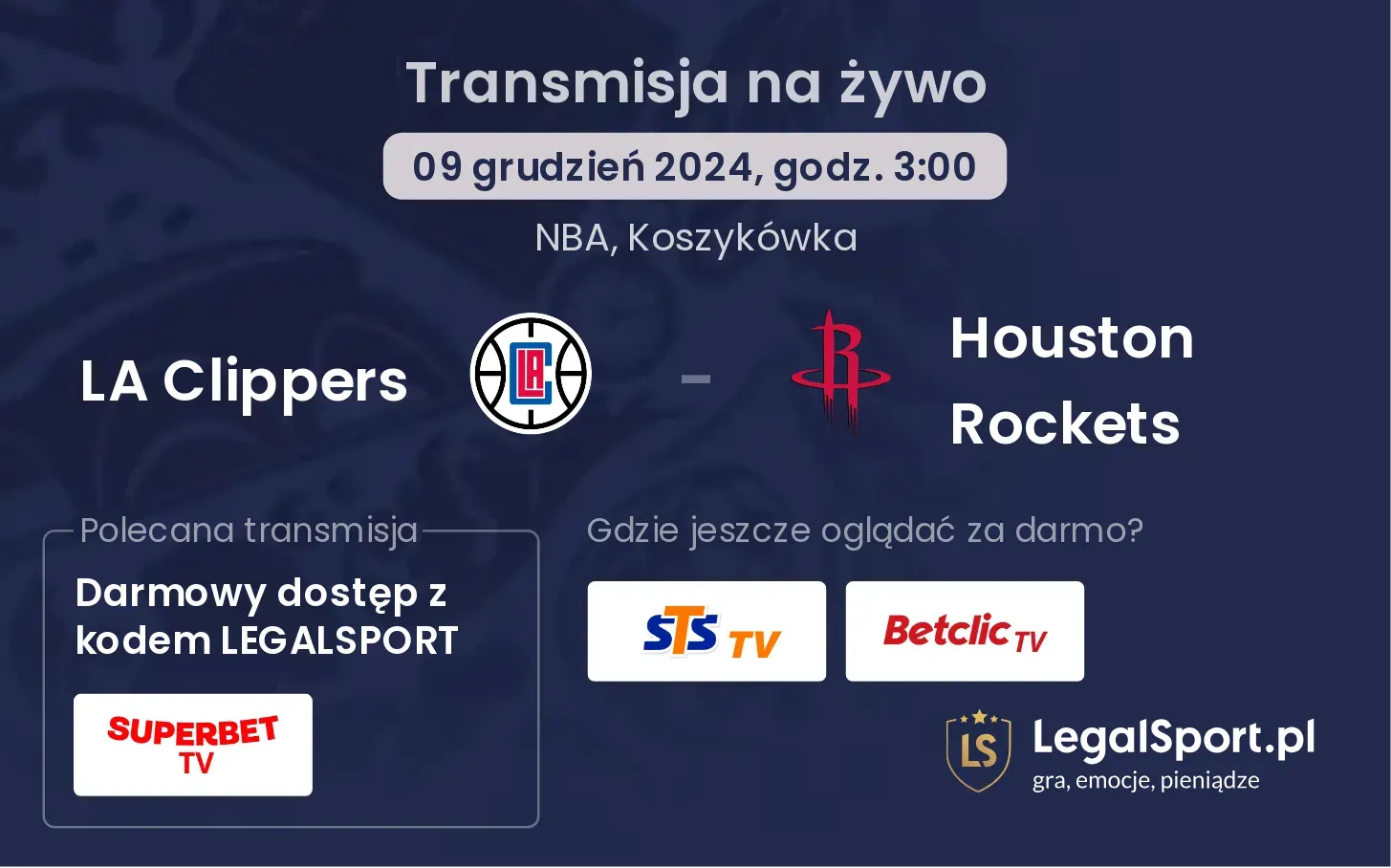 LA Clippers - Houston Rockets gdzie oglądać?