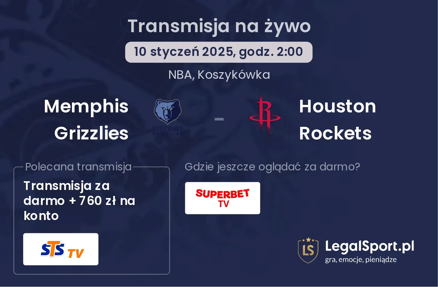 Memphis Grizzlies - Houston Rockets gdzie oglądać?