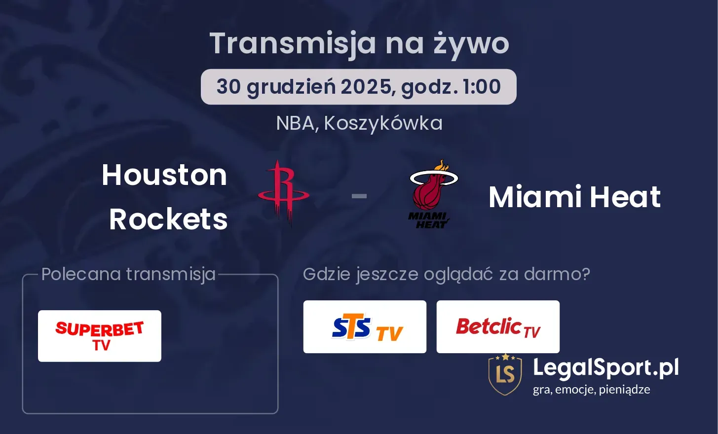 Houston Rockets - Miami Heat transmisja na żywo