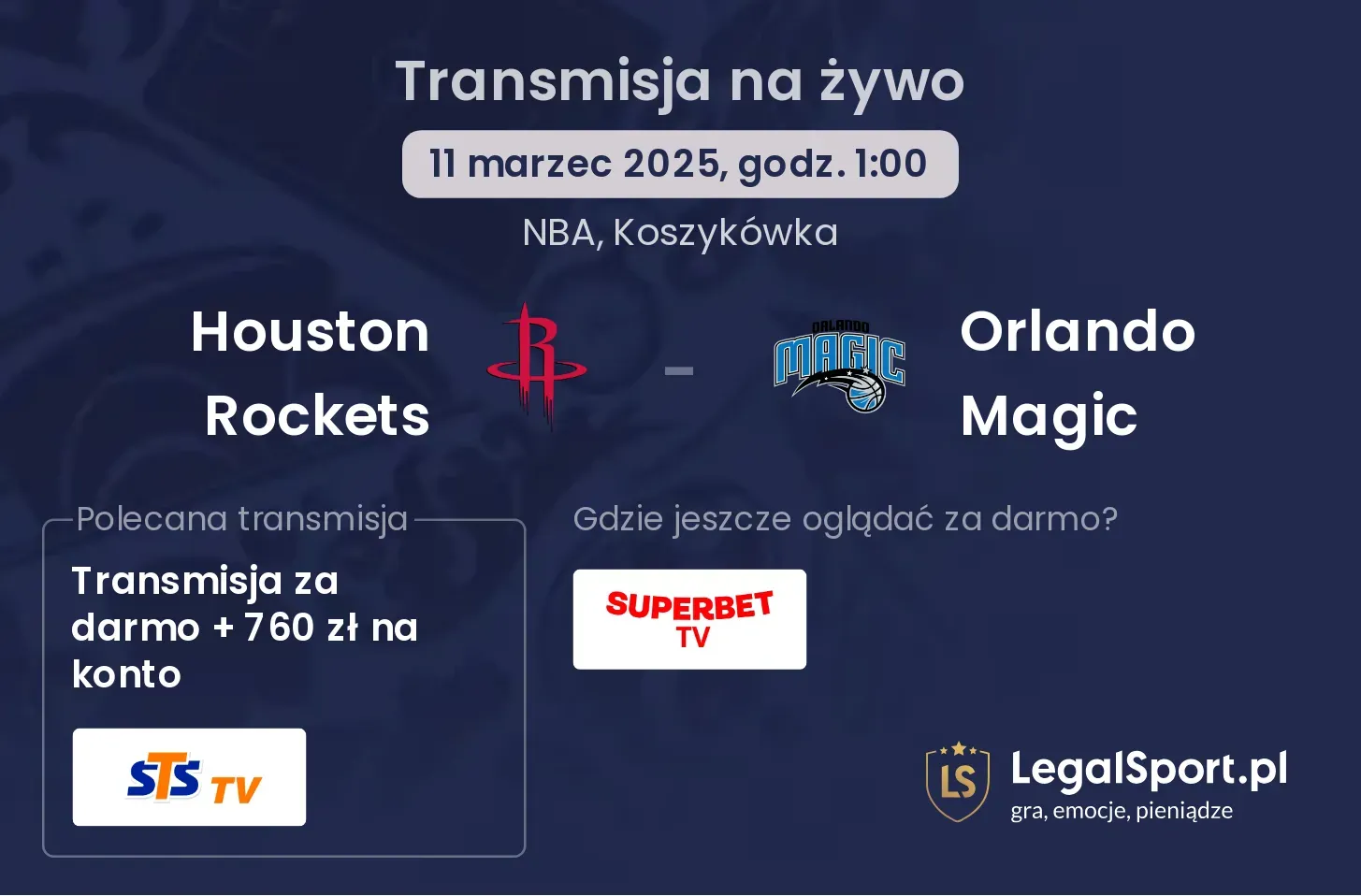 Houston Rockets - Orlando Magic transmisja na żywo