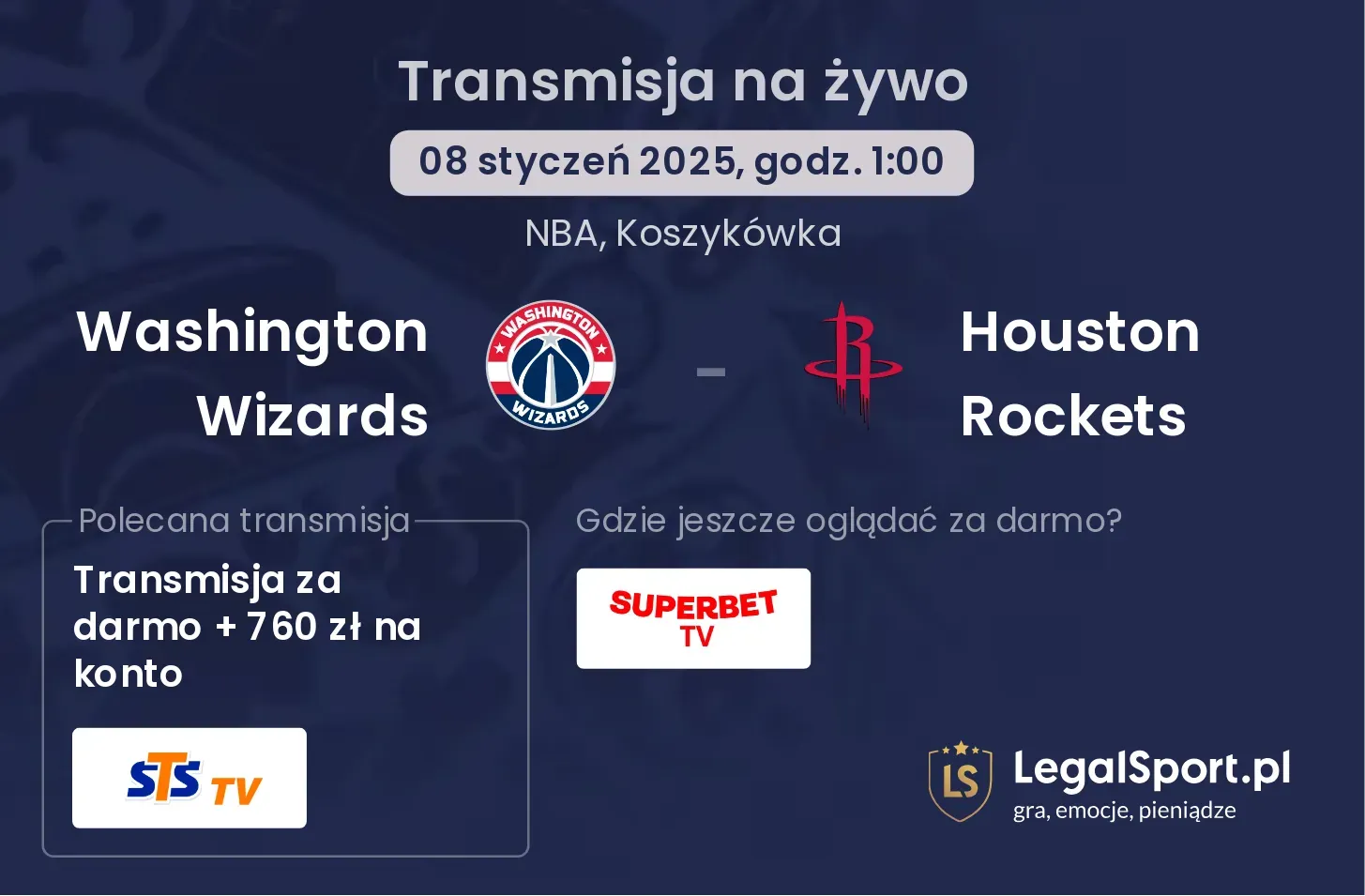 Washington Wizards - Houston Rockets gdzie oglądać?