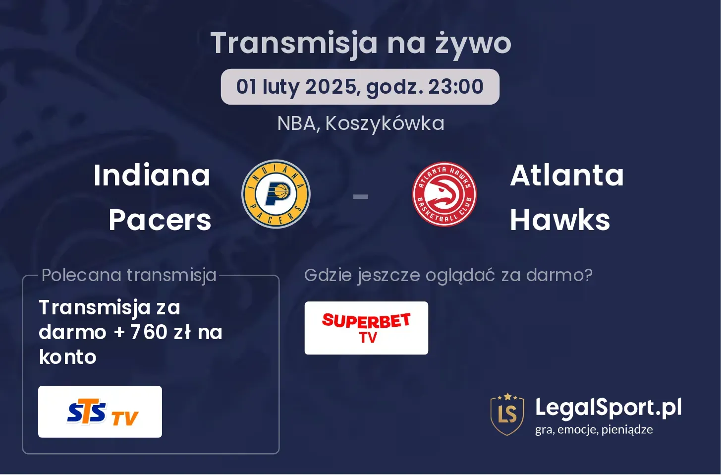 Indiana Pacers - Atlanta Hawks transmisja na żywo