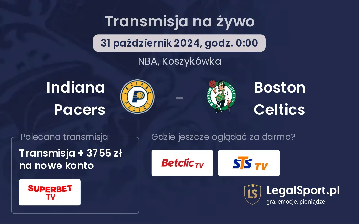 Indiana Pacers - Boston Celtics transmisja na żywo