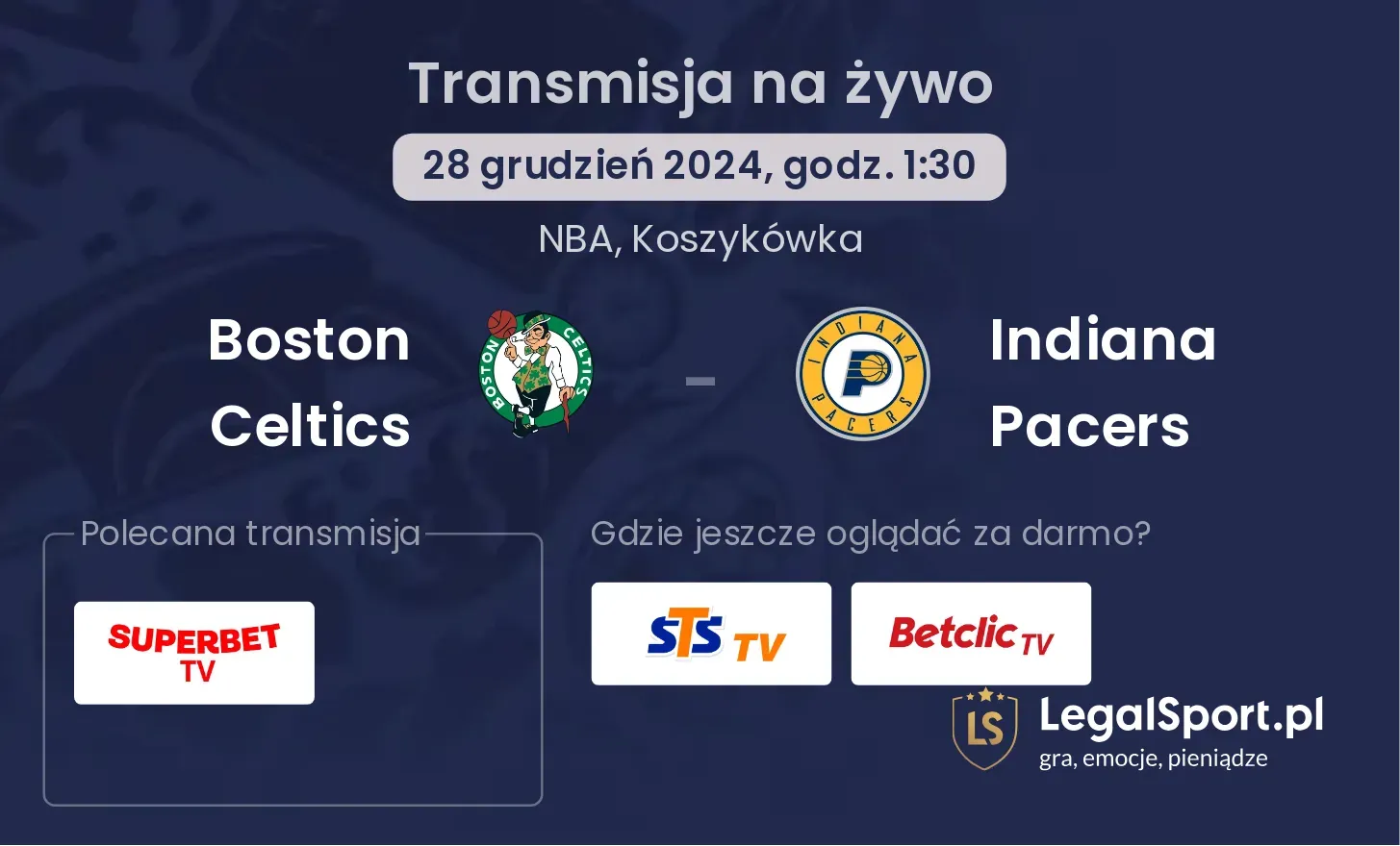 Boston Celtics - Indiana Pacers gdzie oglądać transmisję?