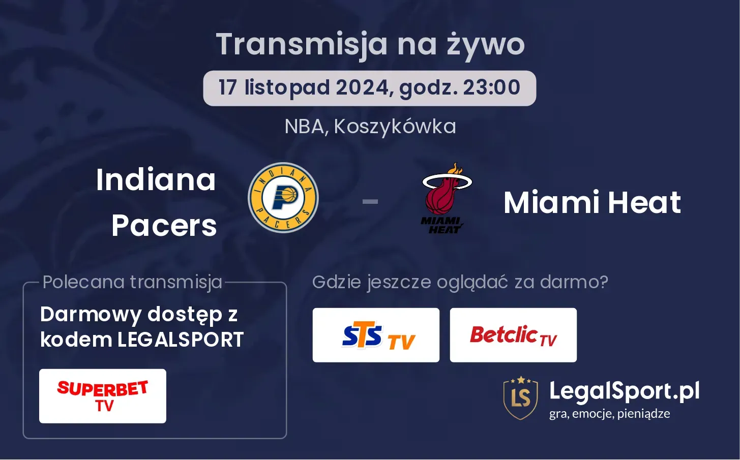 Indiana Pacers - Miami Heat transmisja na żywo