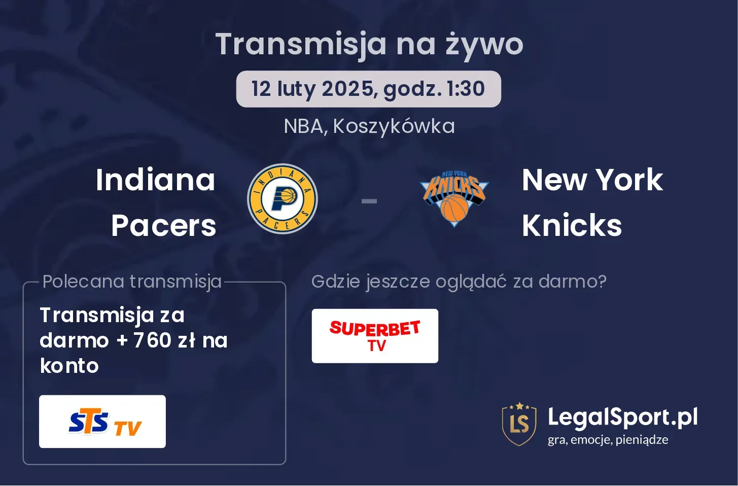 Indiana Pacers - New York Knicks gdzie oglądać? 10.11, godz. 23:00