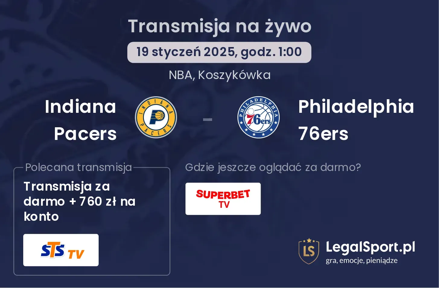 Philadelphia 76ers - Indiana Pacers gdzie oglądać?