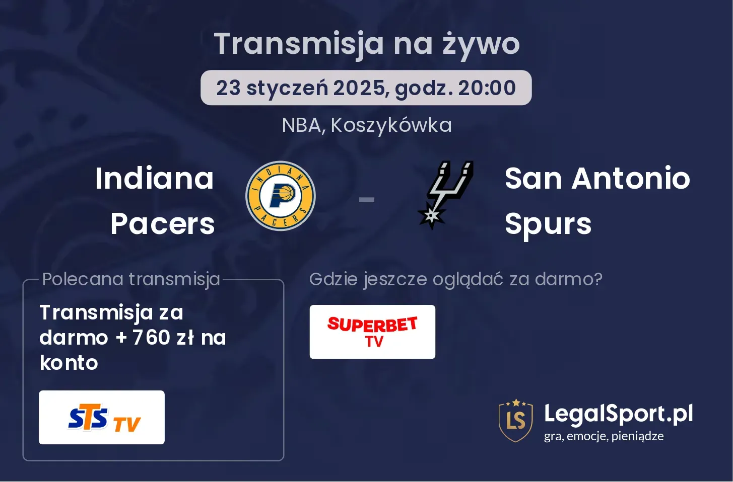 Indiana Pacers - San Antonio Spurs transmisja na żywo