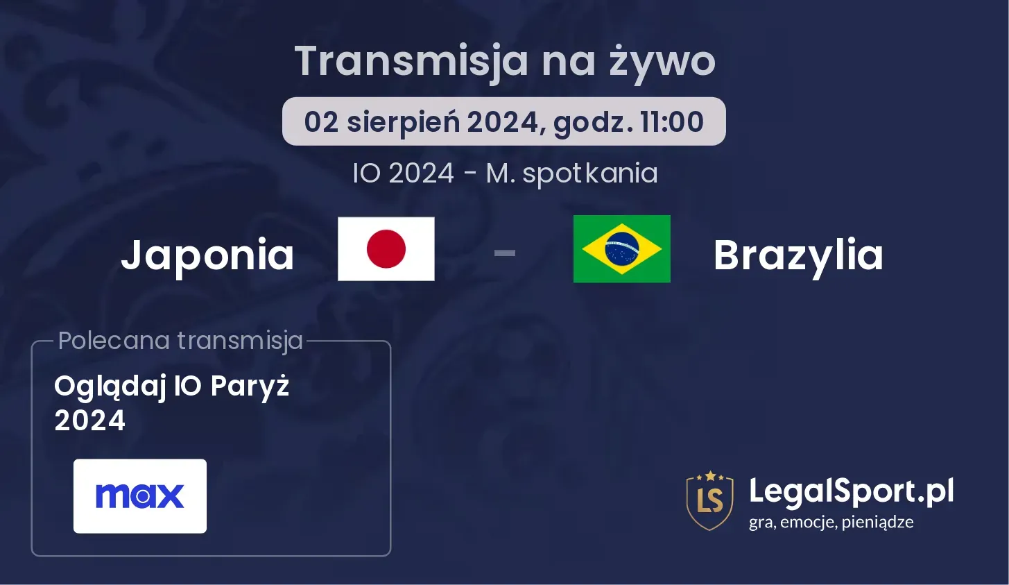 Japonia - Brazylia gdzie oglądać? (02.08, godz. 11:00)