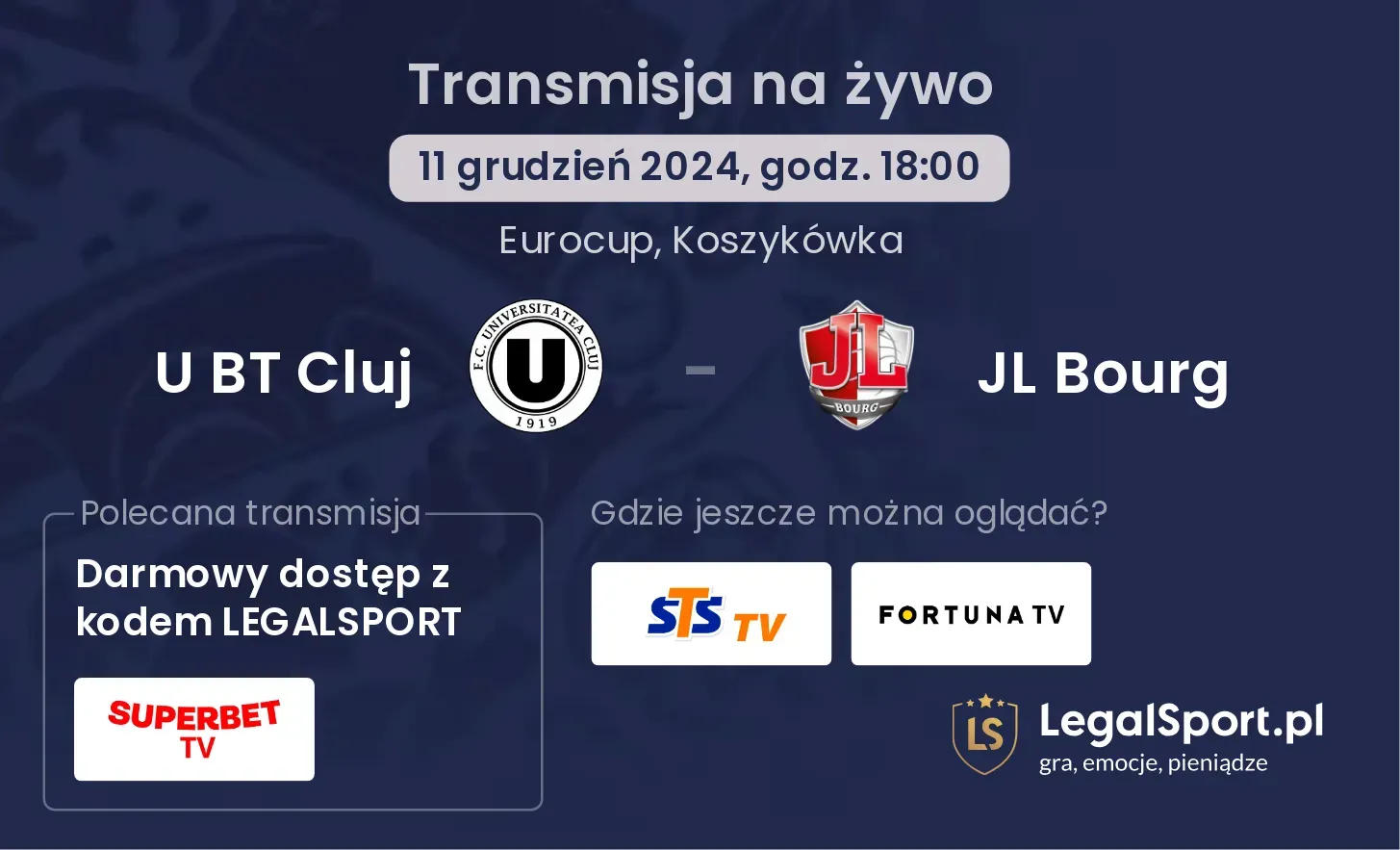 JL Bourg - U BT Cluj transmisja na żywo