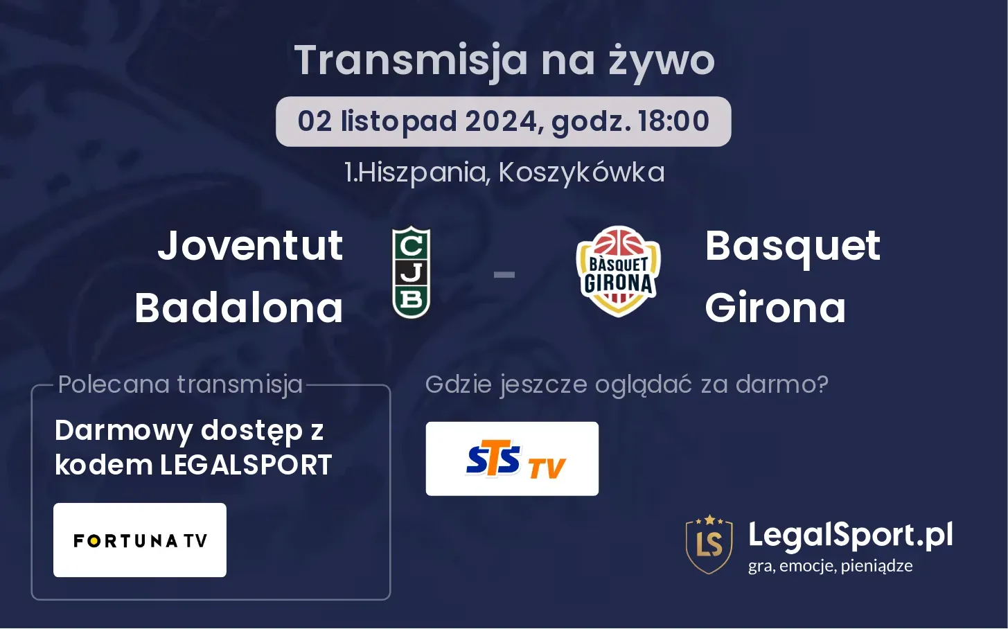 Joventut Badalona - Basquet Girona transmisja na żywo