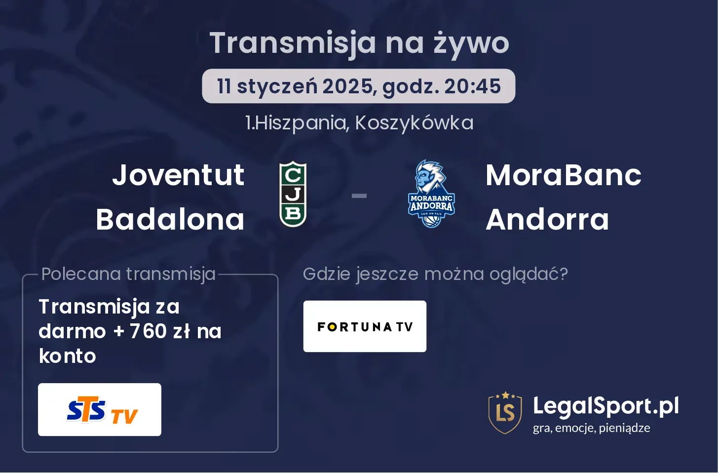 Joventut Badalona - MoraBanc Andorra transmisja na żywo