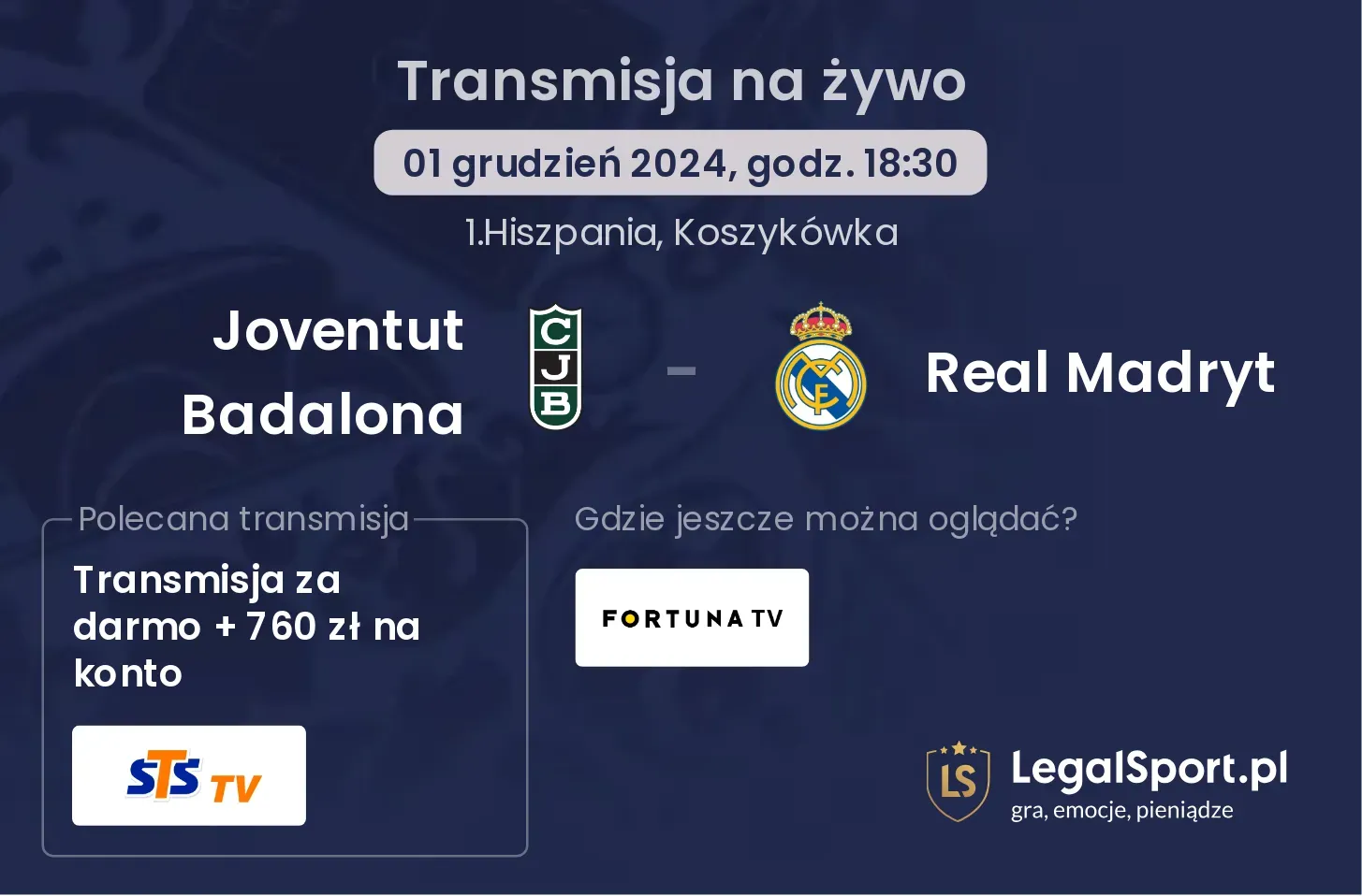 Joventut Badalona - Real Madryt transmisja na żywo