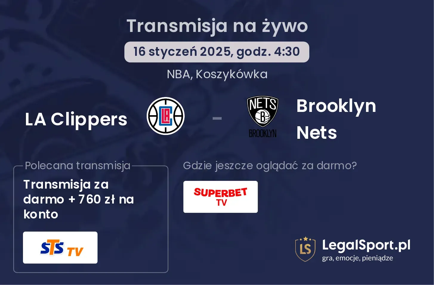 LA Clippers - Brooklyn Nets transmisja na żywo