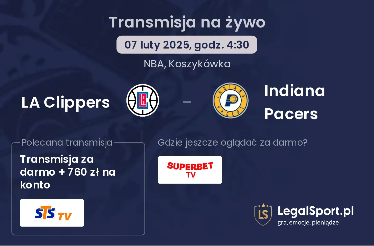 LA Clippers - Indiana Pacers transmisja na żywo