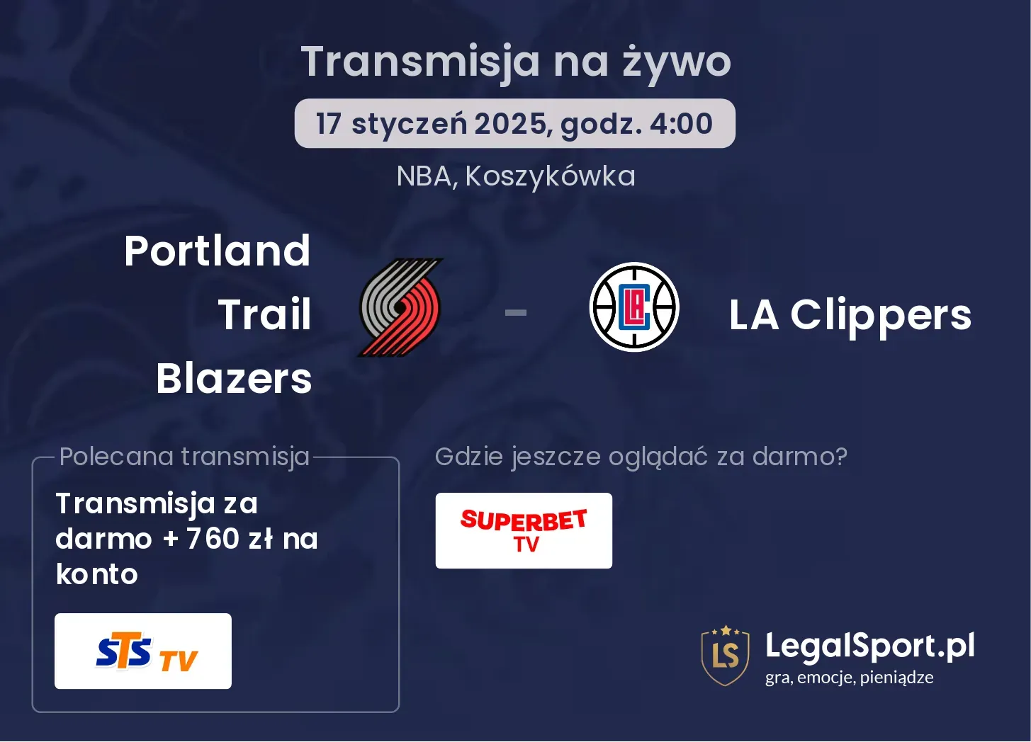 Portland Trail Blazers - LA Clippers gdzie oglądać?