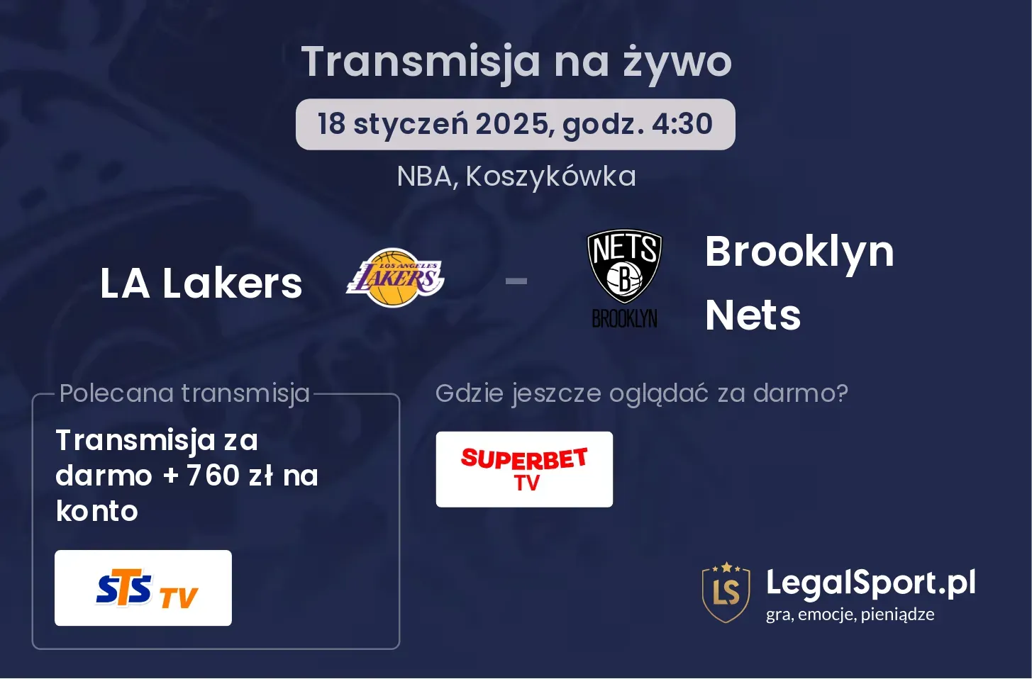 LA Lakers - Brooklyn Nets transmisja na żywo