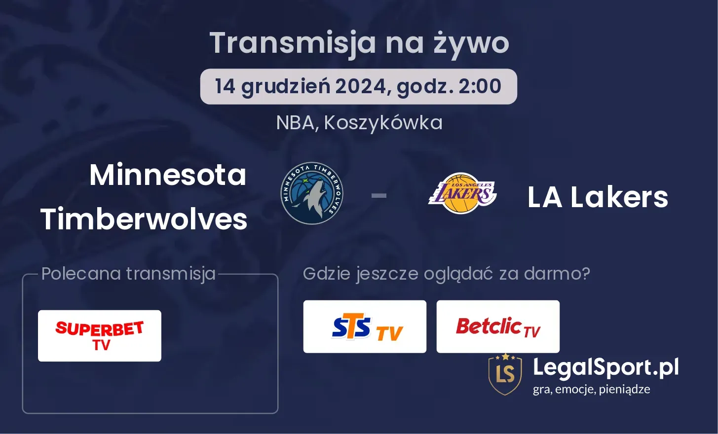 Minnesota Timberwolves - LA Lakers gdzie oglądać?