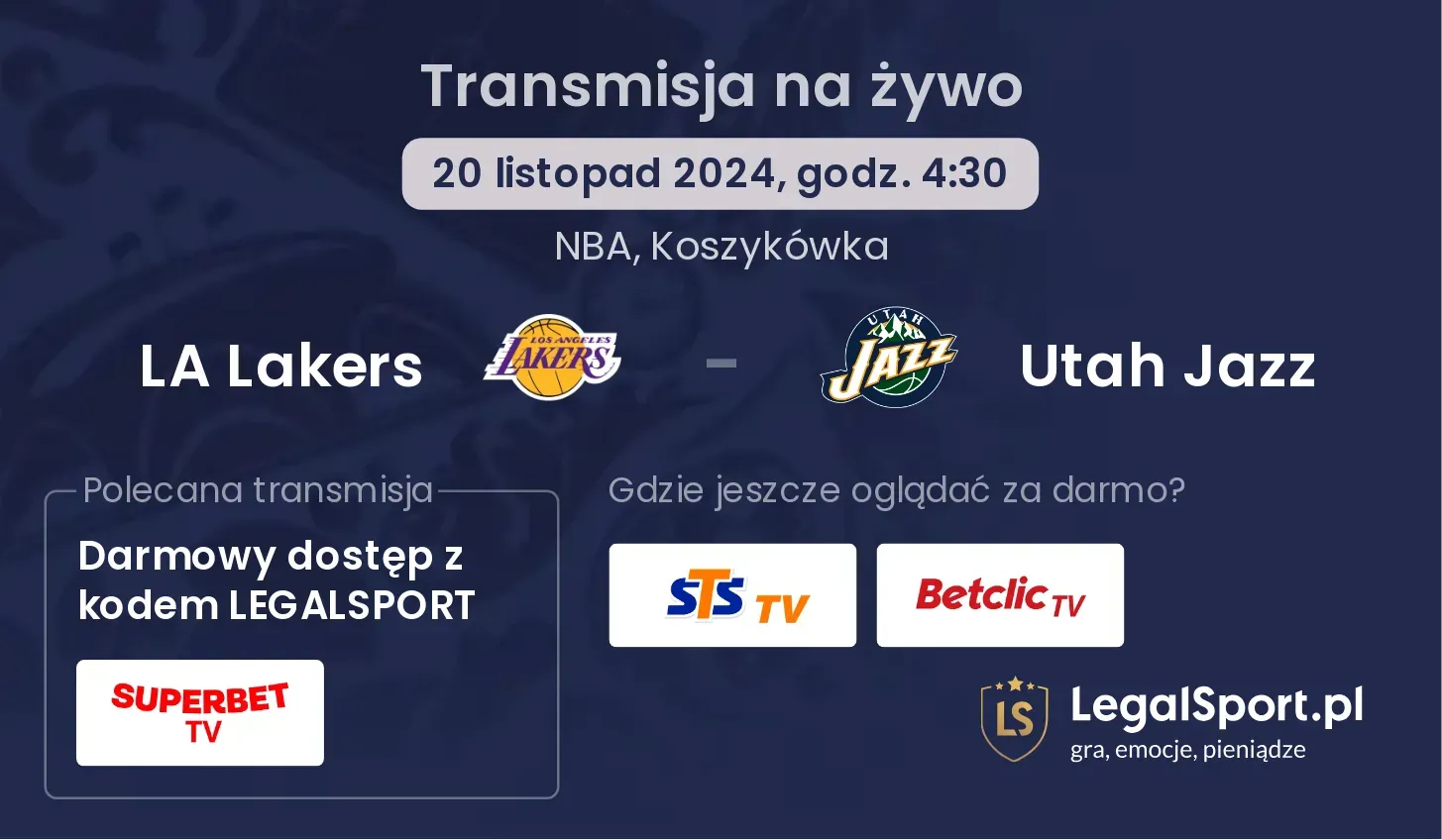 LA Lakers - Utah Jazz transmisja na żywo