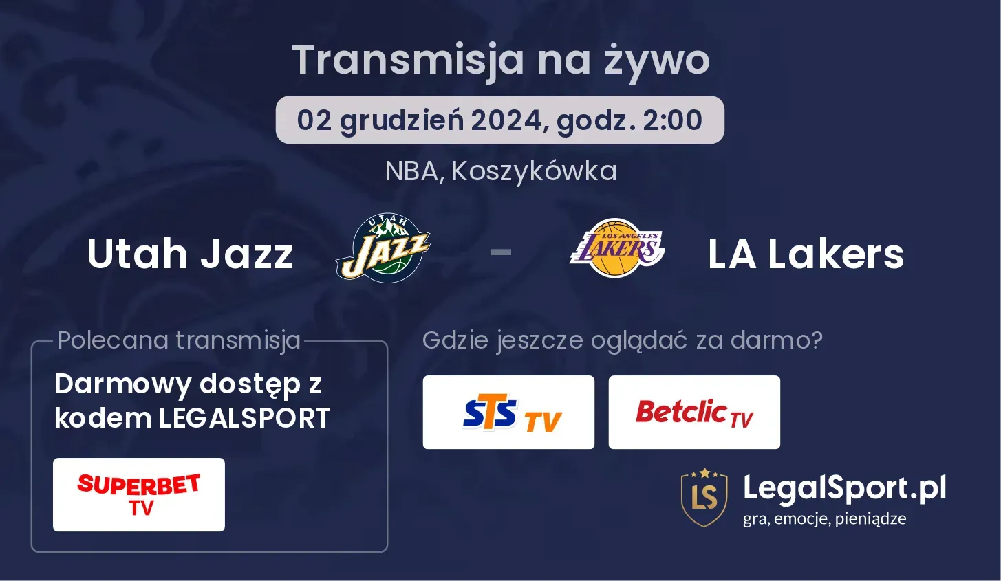 Utah Jazz - LA Lakers gdzie oglądać?